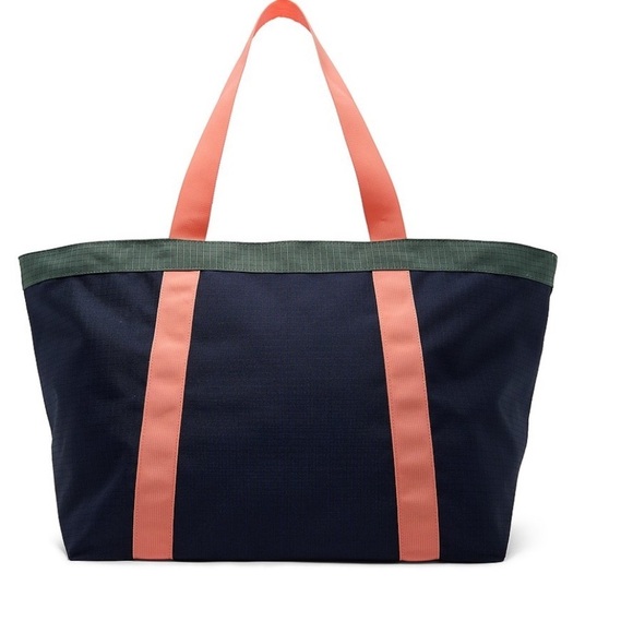 Stylish Navy Tote Bag with Pink and Green Accents - Picture 3 of 7